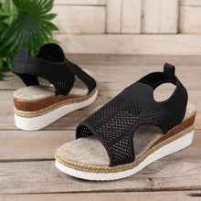 Load image into Gallery viewer, Womens Width Sandals Flat Wedge Heel Fly Weave Casual Hollow Beach Sandals
