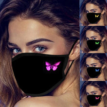 Load image into Gallery viewer, Printed Black Mask Butterfly Cloth Masks
