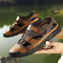 Load image into Gallery viewer, Men Comfy Flat Heel Summer Leather Sandals
