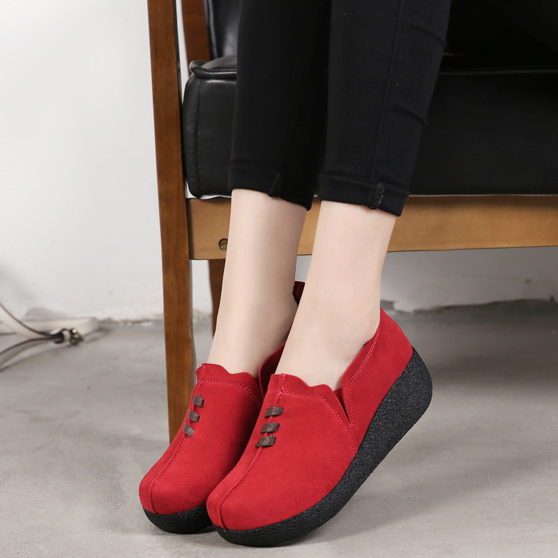 Round toe fly woven mesh thick sole ladies casual shoes