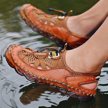 Load image into Gallery viewer, Men Outdoor Non-slip Hole Shoes Mesh Elastic Band Water Sandals
