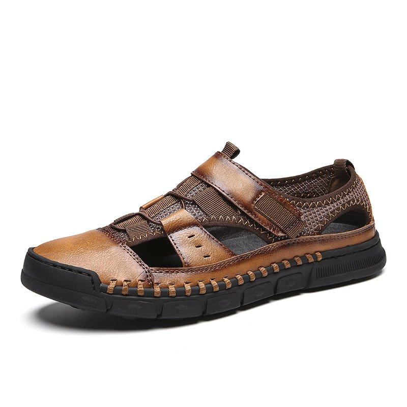 Men Comfy Flat Heel Summer Leather Sandals