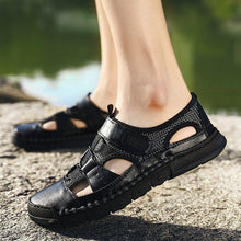 Load image into Gallery viewer, Men Comfy Flat Heel Summer Leather Sandals
