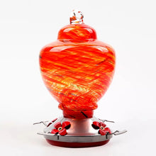 Load image into Gallery viewer, Hand Blown Glass Hummingbird Feeder - 38 Ounces
