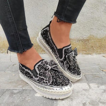 Load image into Gallery viewer, 👡Women Shining Rhinestone Slip-on Loafers with Cute Bowknot
