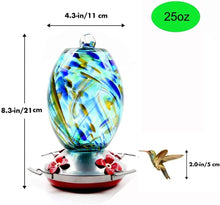 Load image into Gallery viewer, Hand Blown Glass Hummingbird Feeder - 25 Ounces
