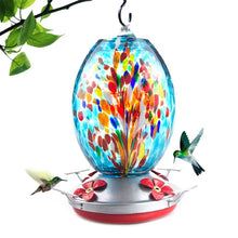 Load image into Gallery viewer, Hand Blown Glass Hummingbird Feeder - 25 Ounces
