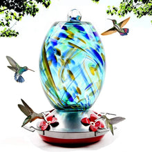 Load image into Gallery viewer, Hand Blown Glass Hummingbird Feeder - 25 Ounces
