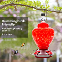 Load image into Gallery viewer, Hand Blown Glass Hummingbird Feeder  - 38 Ounces 
