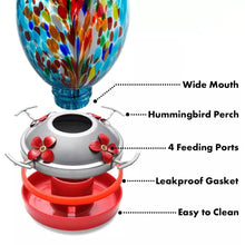 Load image into Gallery viewer, Hand Blown Glass Hummingbird Feeder - 25 Ounces
