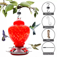 Load image into Gallery viewer, Hand Blown Glass Hummingbird Feeder  - 38 Ounces 
