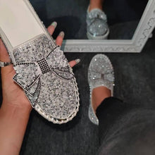 Load image into Gallery viewer, 👡Women Shining Rhinestone Slip-on Loafers with Cute Bowknot
