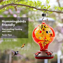 Load image into Gallery viewer, Hand Blown Glass Hummingbird Feeder - 32 Ounces
