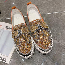 Load image into Gallery viewer, 👡Women Shining Rhinestone Slip-on Loafers with Cute Bowknot
