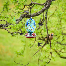 Load image into Gallery viewer, Hand Blown Glass Hummingbird Feeder - 25 Ounces
