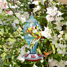 Load image into Gallery viewer, Hand Blown Glass Hummingbird Feeder - 25 Ounces
