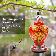 Load image into Gallery viewer, Hand Blown Glass Hummingbird Feeder - 38 Ounces
