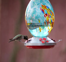 Load image into Gallery viewer, Hand Blown Glass Hummingbird Feeder - 25 Ounces
